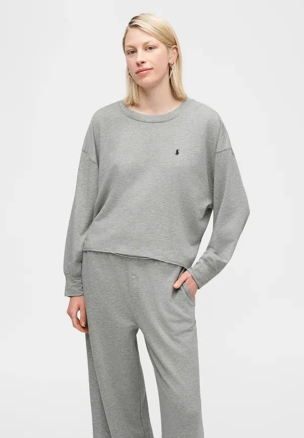 Комплект из джемпера и брюк из махровой ткани Wide leg set Polo Ralph Lauren, Heather Grey, светло-серый — фото 4