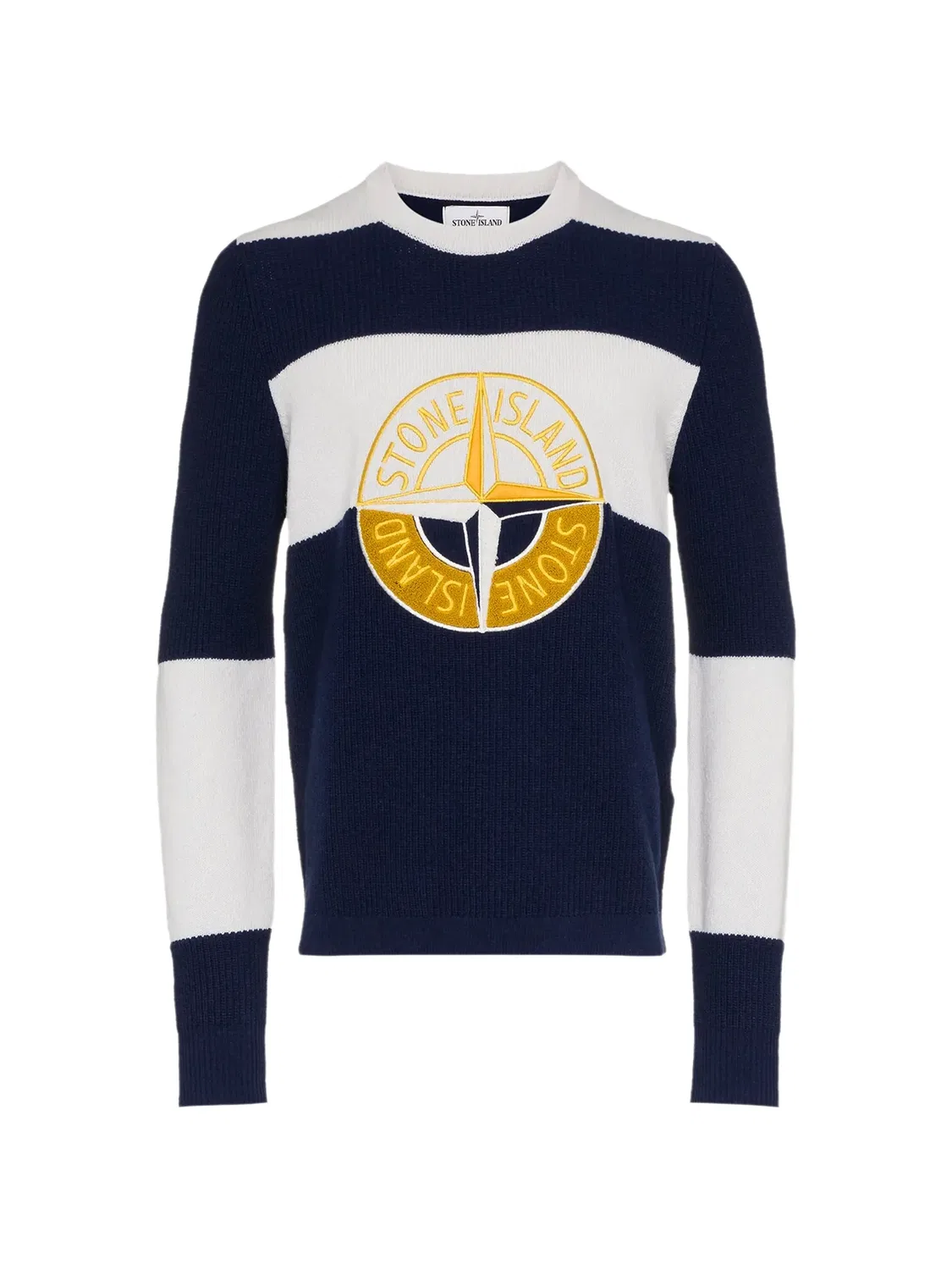 Джемпер с круглым вырезом и полосками Stone Island, синий