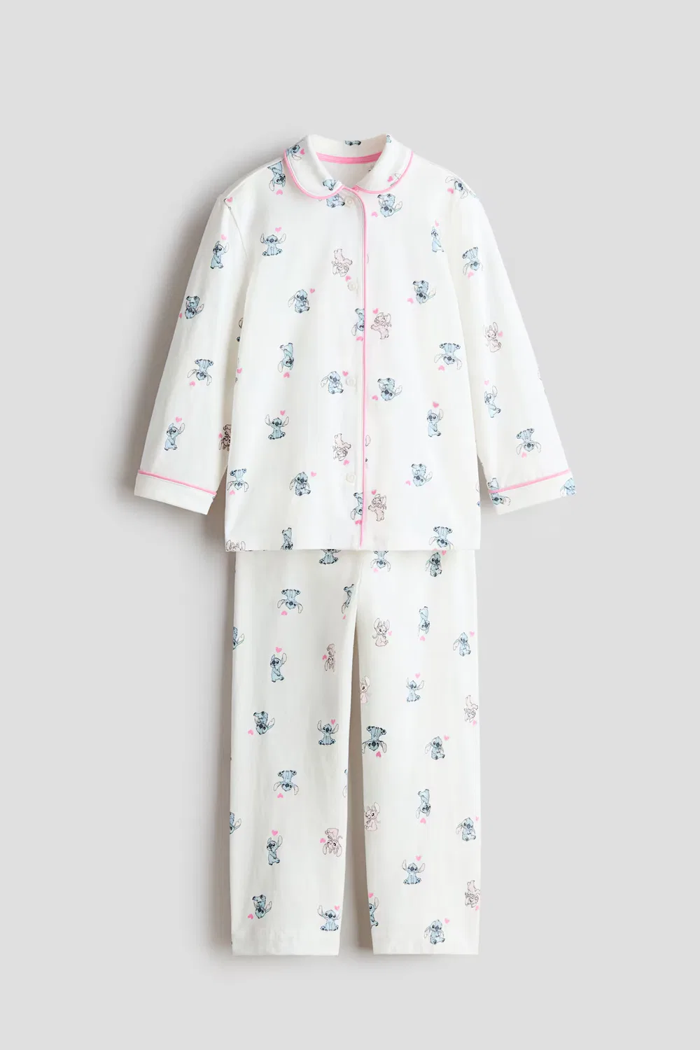 Пижама из трикотажа с узором H&M, Weiß/Lilo & Stitch