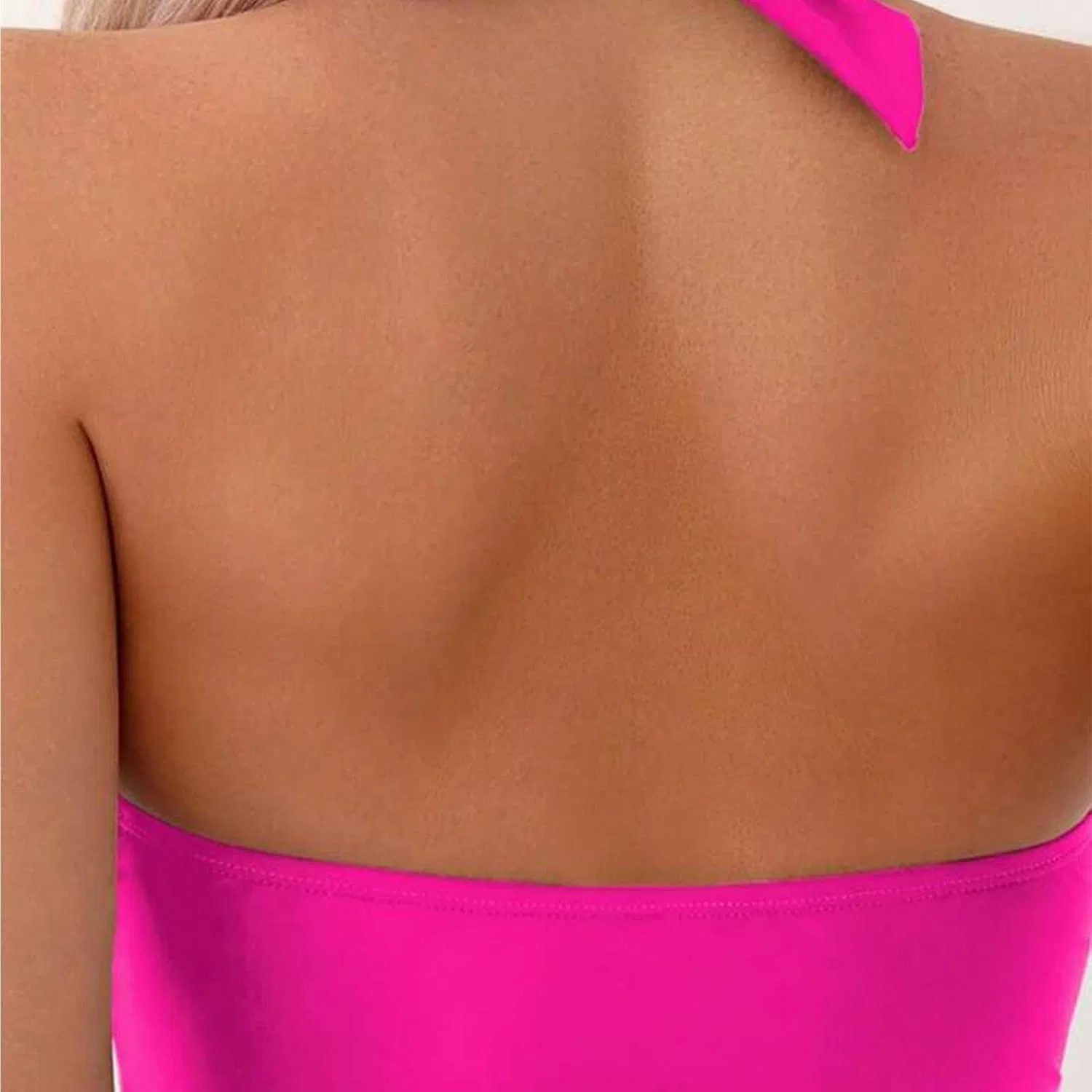 Женский слитный купальник с цветовой блокировкой, бантом и вытачками Generic, Hot Pink — фото 3