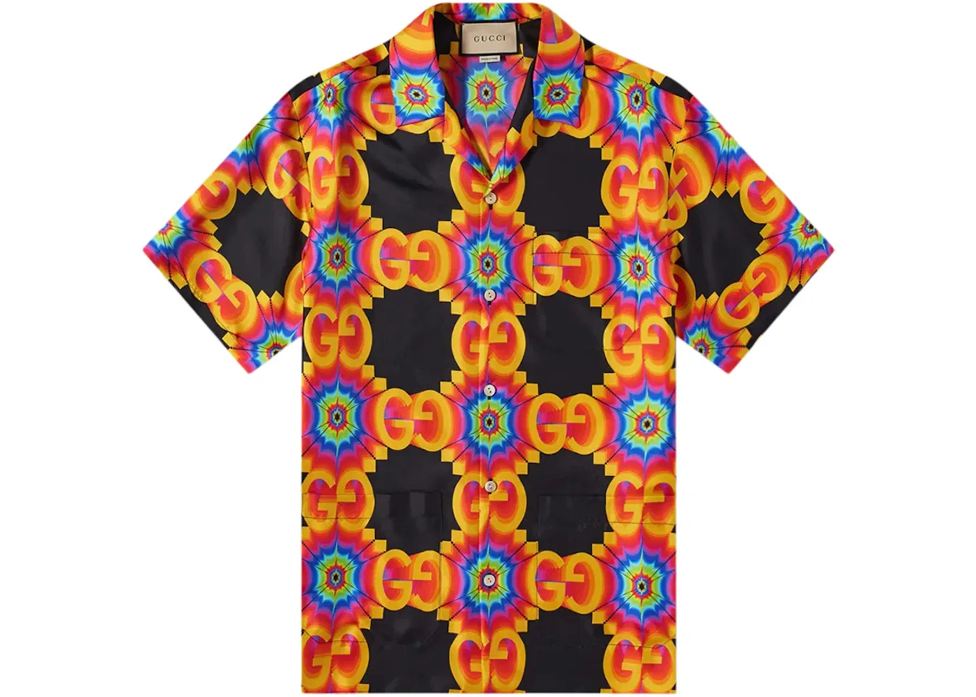 Мужская рубашка с принтом Shirt Gucci, Orange/Black/Multi