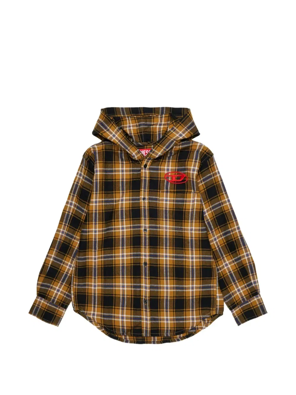 Клетчатая рубашка с капюшоном Diesel Kids, бежевый