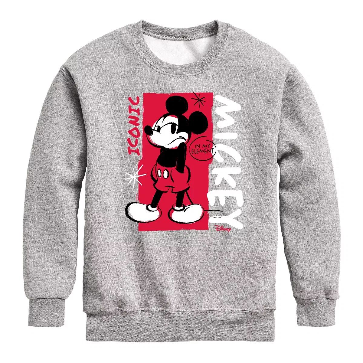 Детское худи с принтом Mickey Iconic Disney, Athletic Heather