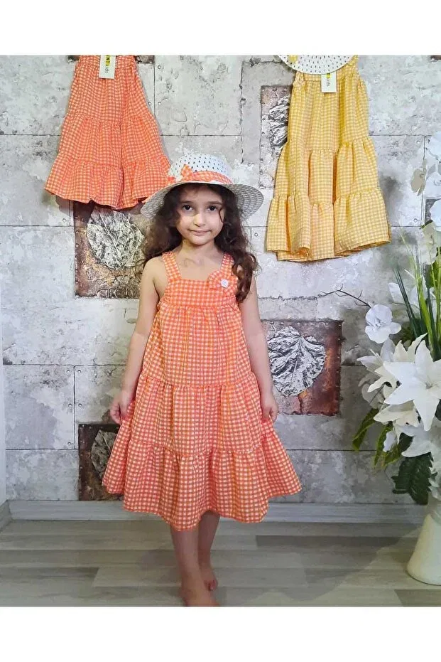 Детское платье для девочек с принтом Orange Bow Dress With Poti Hat Ant, Red — фото 2