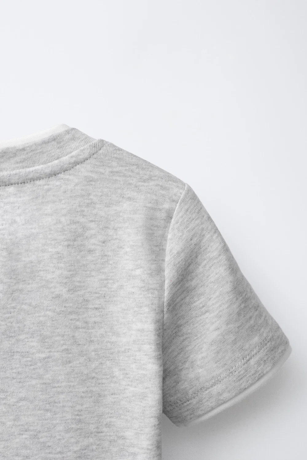 Футболка с двойным вырезом из смеси модала ZARA, Grey Marl — фото 4