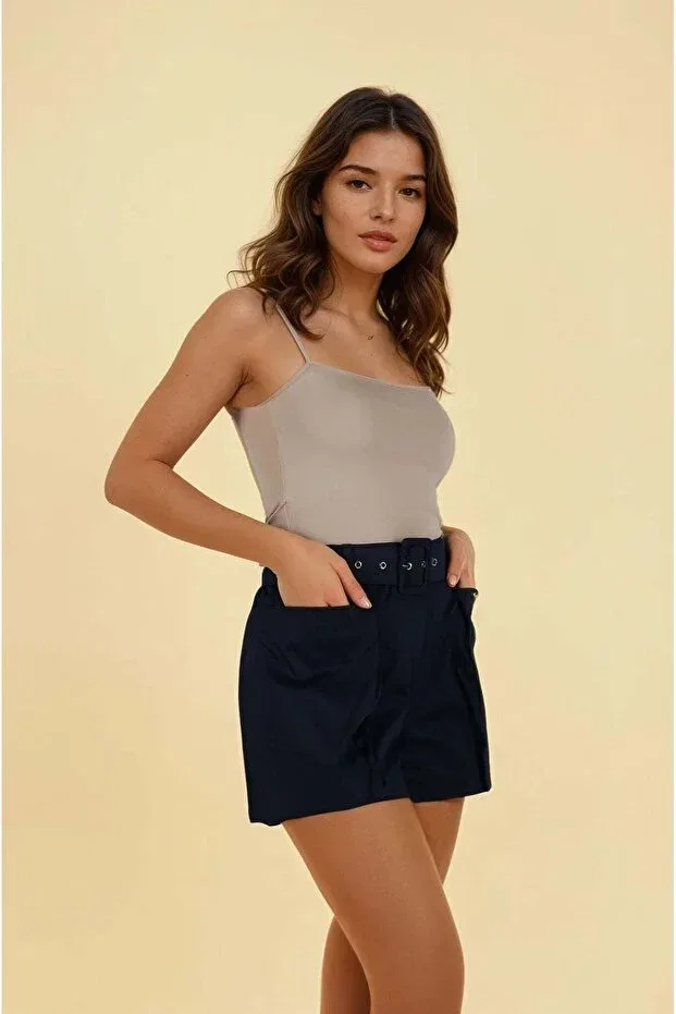 Детские шорты для девочек с высокой талией Fabb, Navy Blue — фото 2