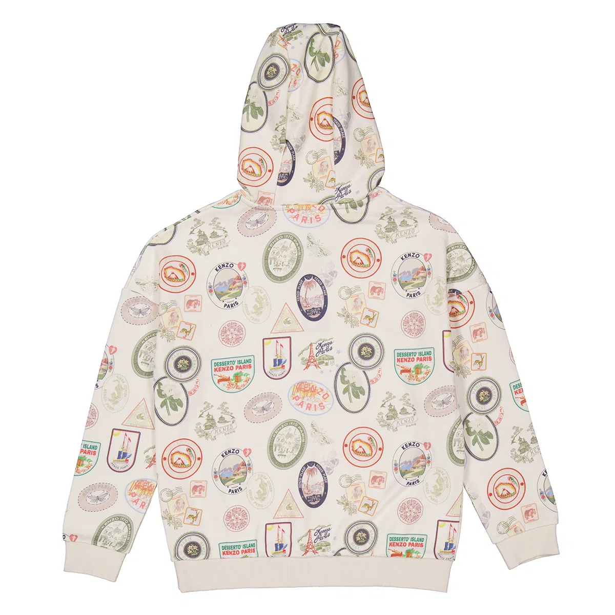 Худи с принтом Kids All-Over Graphic Print Cotton Hoodie Kenzo, Ivory — фото 3
