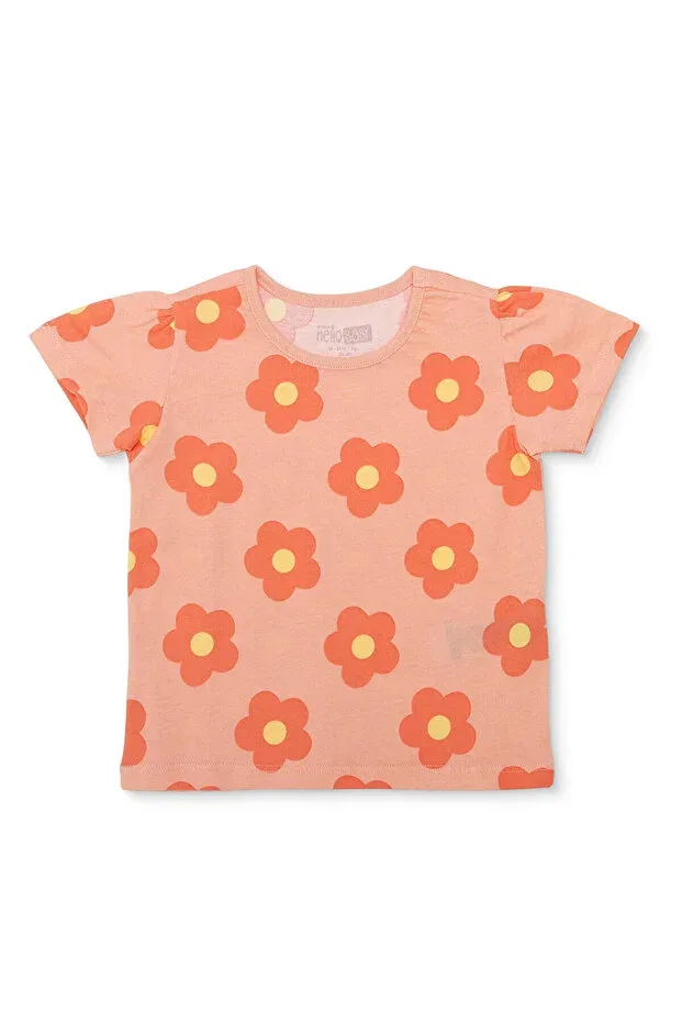 Детская футболка для девочек с принтом HelloBaby Ebebek Hello Baby, Orange Printed