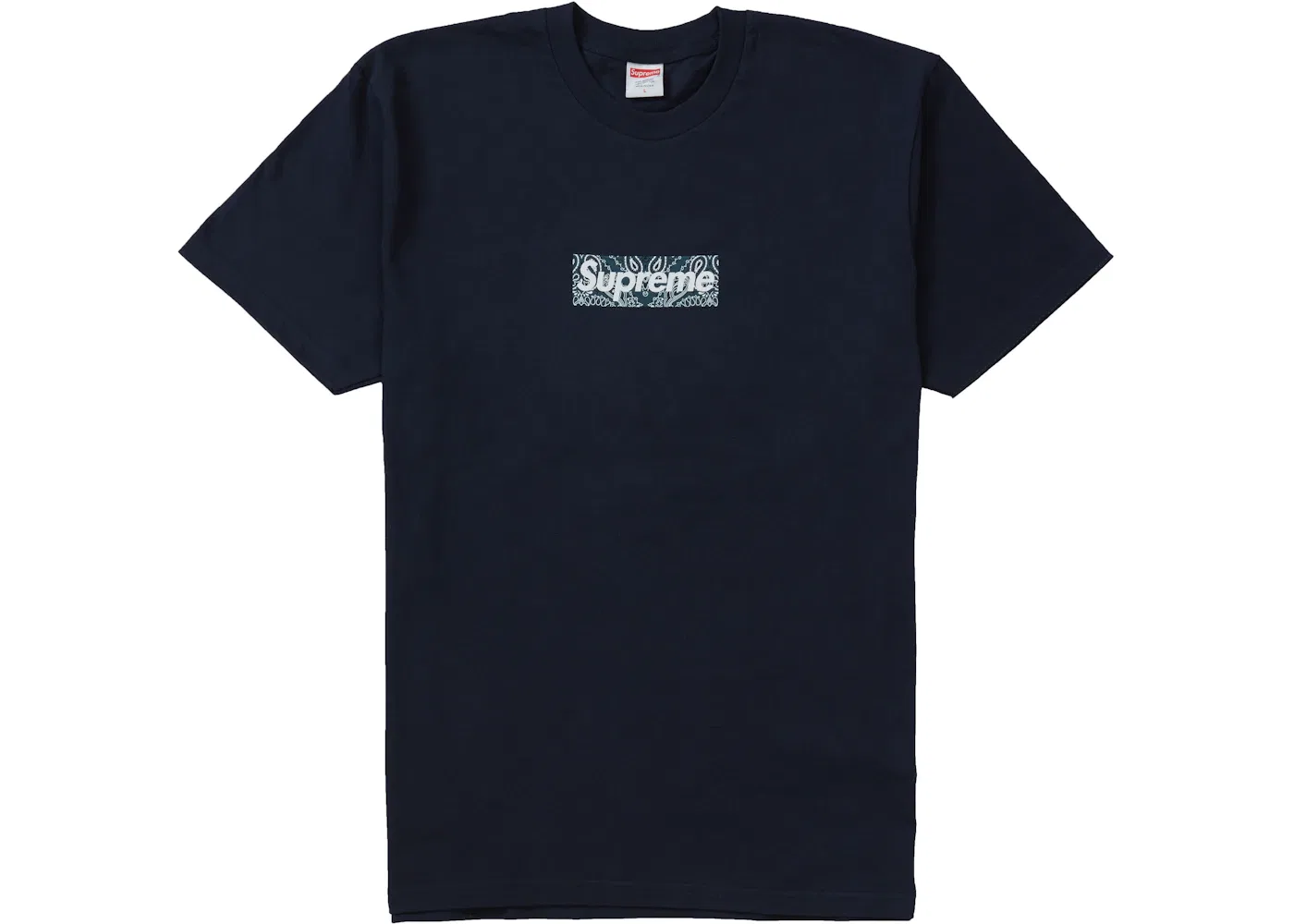 Мужская футболка с принтом Supreme Bandana Box Logo Tee, Navy