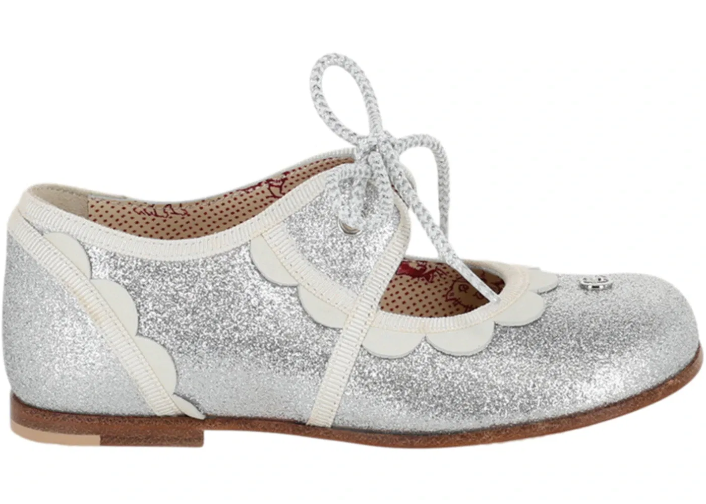 Детские туфли-лодочки с блестками Gucci Glitter Scalloped-Trim Dress Shoes, Silver