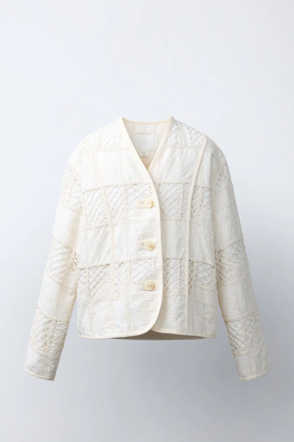 КУРТКА В СТИЛЕ ЛОСКУТНИКА ZARA, Ecru