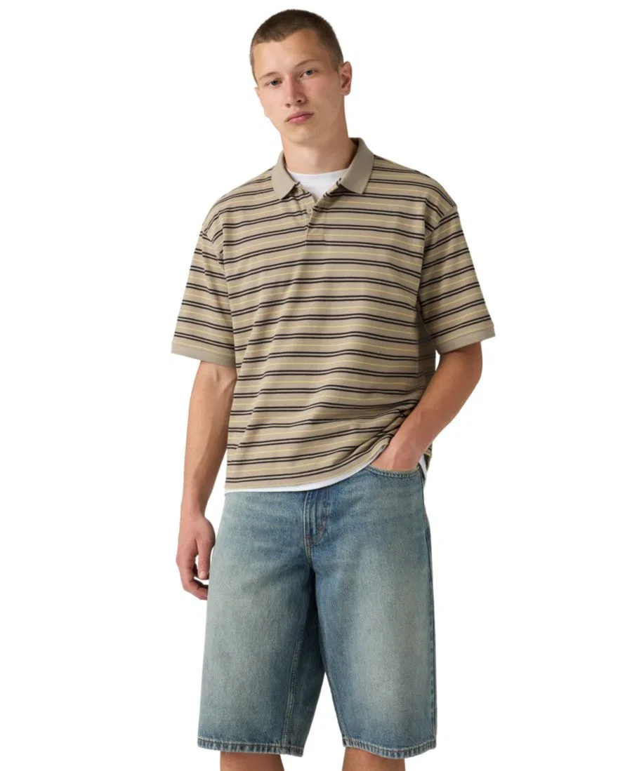 Мужское поло с полосатым принтом, свободный крой Levi's, Khaki — фото 2