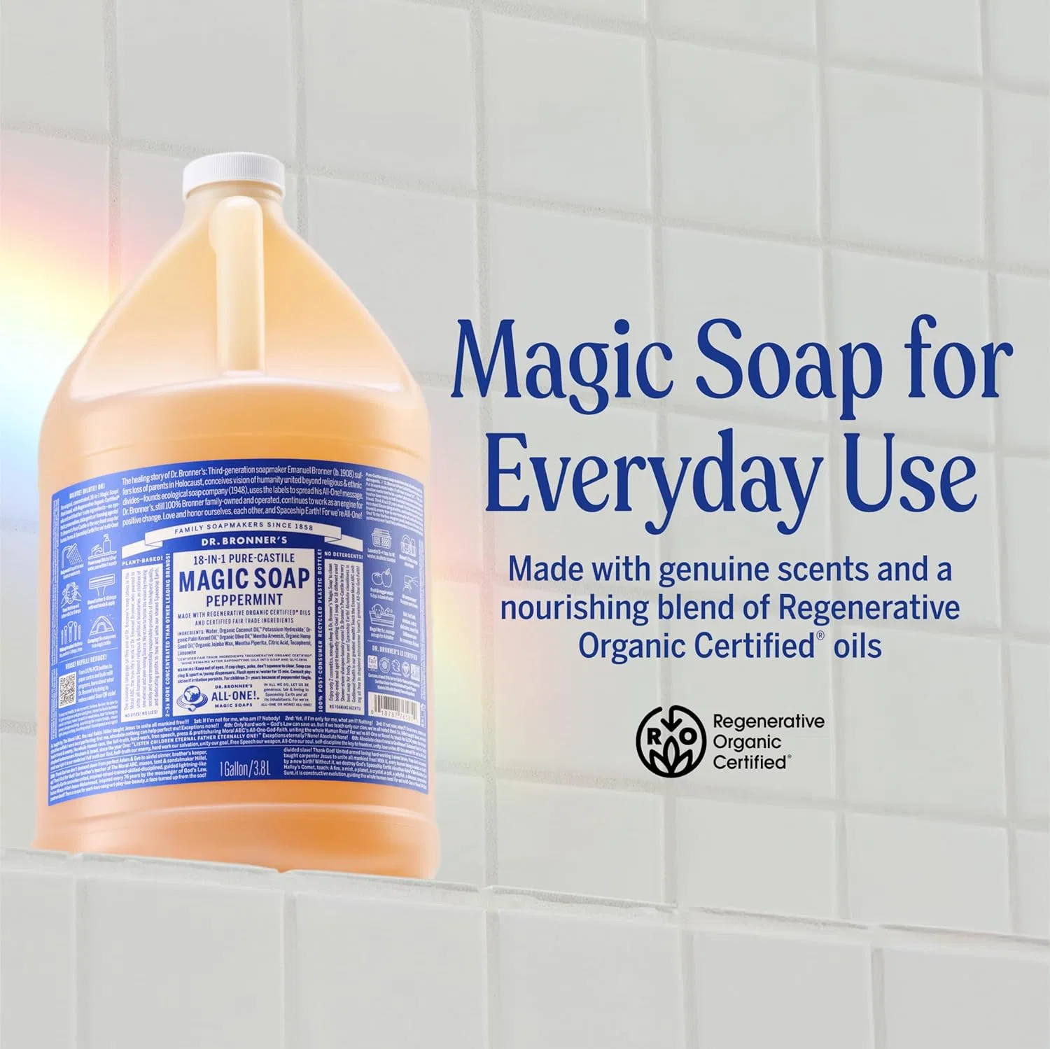 Твердое мыло Dr. Bronner's Peppermint, 3790 г, кремовый — фото 2