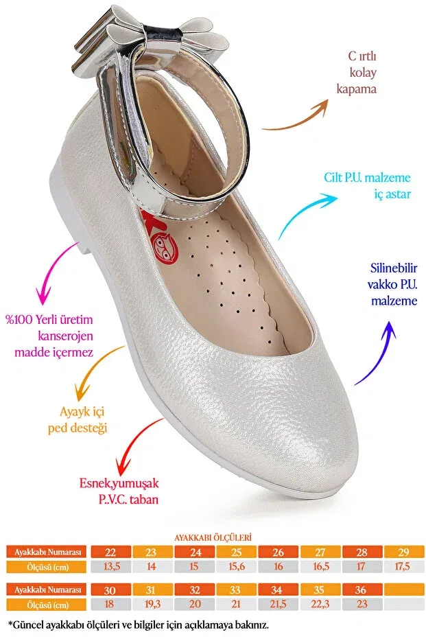 Детские балетки для девочек с бантом Vakko Ankle Strap Kiko Kids, Sedef — фото 2