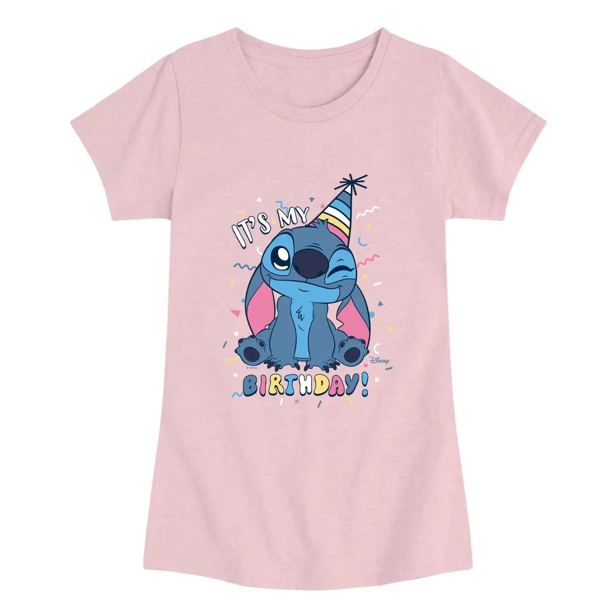 Футболка с принтом My Birthday Stitch Lilo & Stitch, heather pink