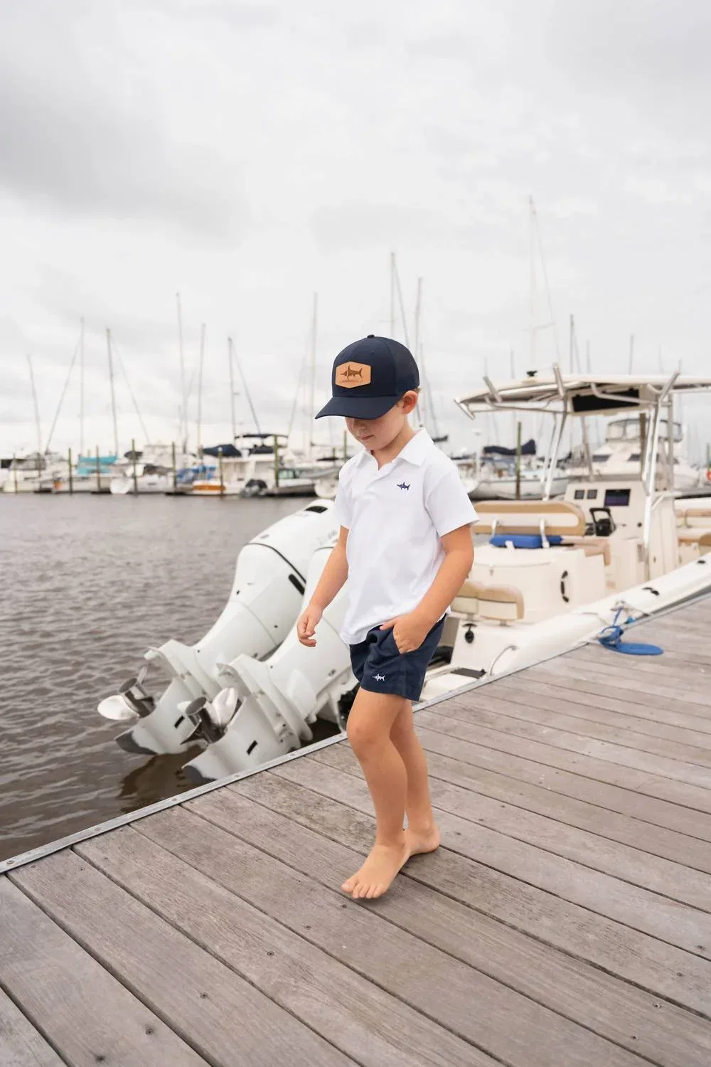 Детское поло для мальчиков с коротким рукавом хлопковое Signature Saltwater Boys Co., White — фото 2