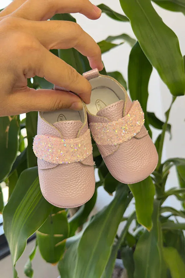 Детские тапочки-носки для девочек из натуральной кожи Sim detailed first step baby shoes Beybium, Lilac — фото 3