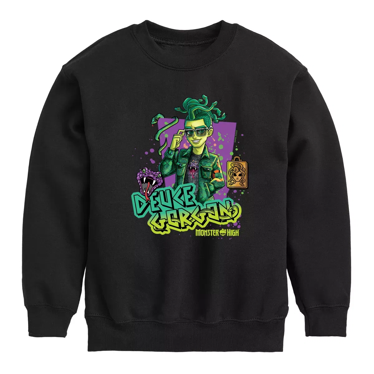 Детское худи с принтом Deuce Gorgon Monster High, Черный