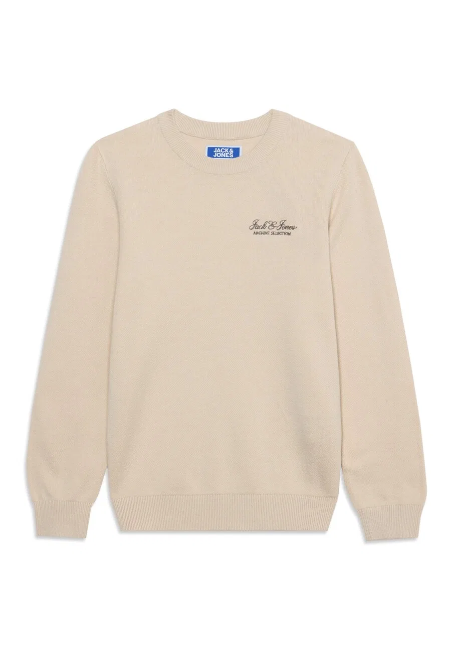 Детский свитер Jack & Jones Junior 'JJEARCHIVE' бежевого цвета