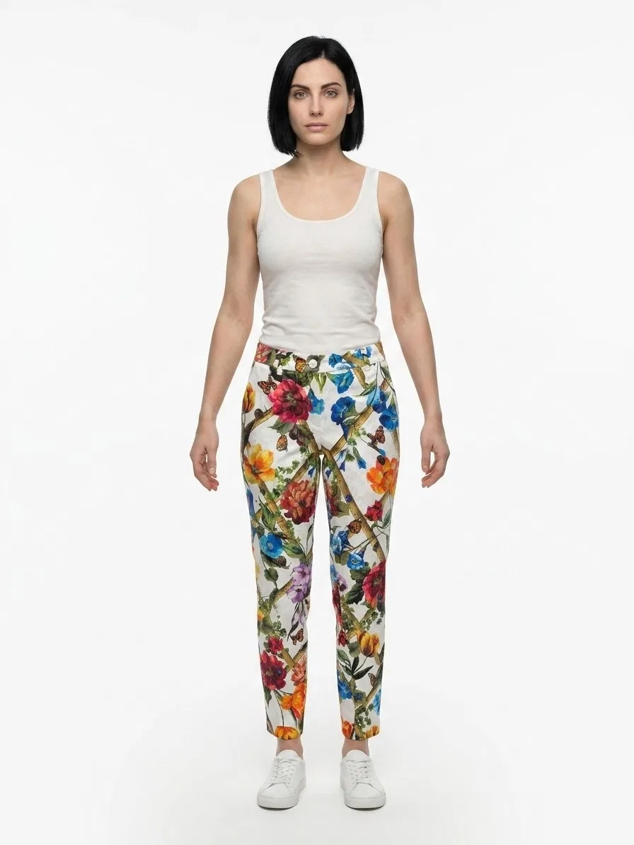 Женские брюки повседневные из хлопка и шелка Multicolor Cotton Casual Pants Dolce & Gabbana, Multicolor