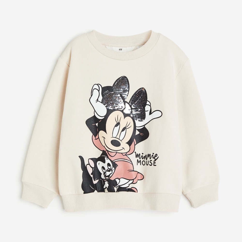 

Свитшот H&M Kids Printed Minnie Mouse, кремовый, Бежевый, Свитшот H&M Kids Printed Minnie Mouse, кремовый