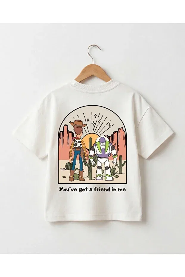 Детская футболка оверсайз с принтом Cowboy and Space Themed Print Babytex, Ecru