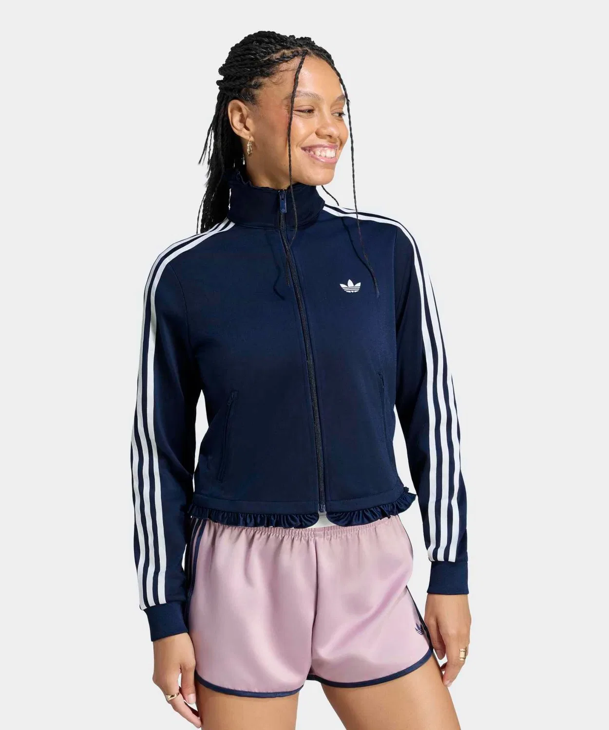 Женский топ-трак с плиссировкой, модель Pleated Firebird Adidas Originals, Navy