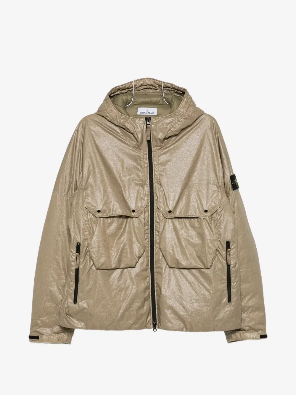 Утепленная куртка с капюшоном и нашивкой-логотипом Stone Island, зеленый