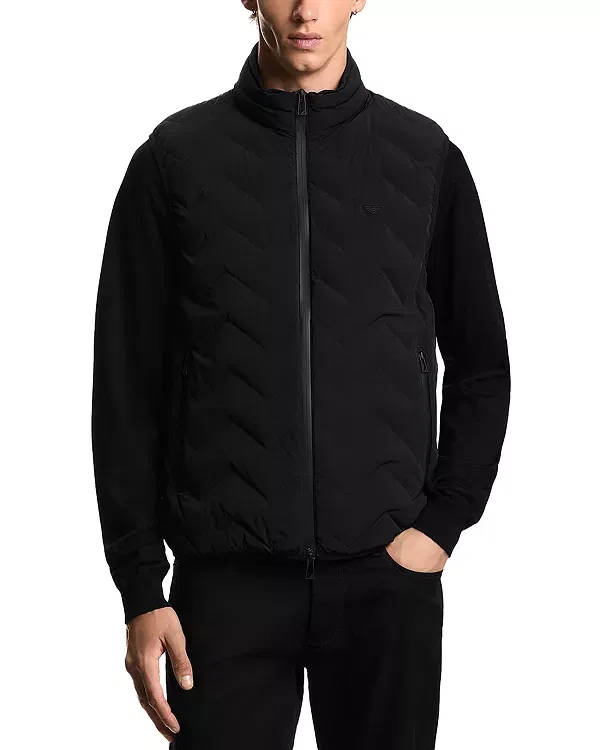 Мужской жилет с принтом Essential Chevron Quilted Vest Emporio Armani, Black Beauty