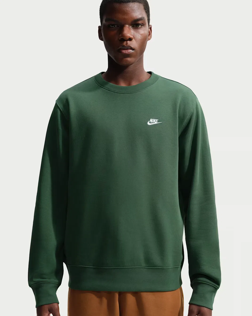 Мужская флисовая футболка с круглым вырезом Nike Club, Fir/White