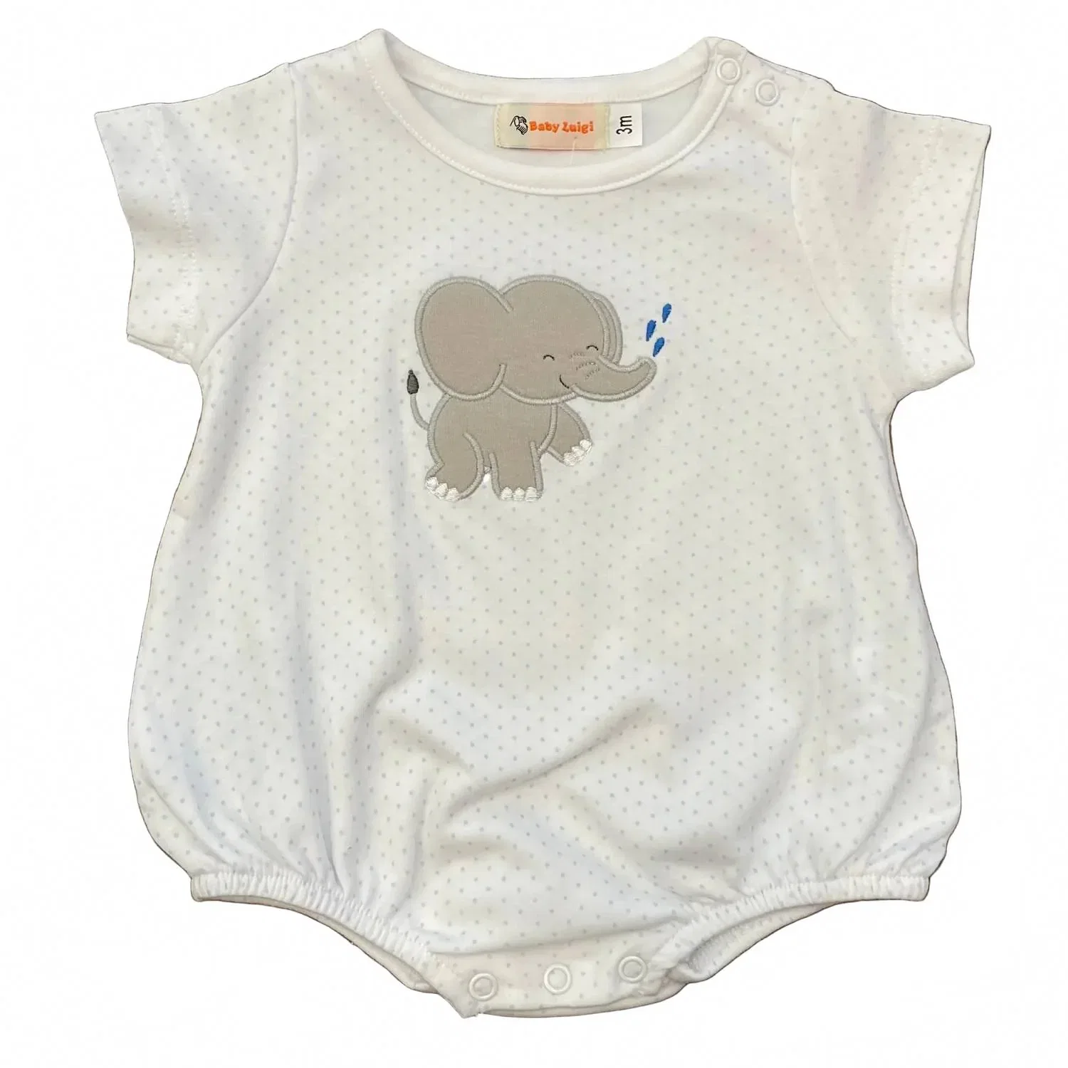 Детский боди-комбинезон с аппликацией слоненок Baby Elephant Applique Bubble Luigi Kids, White/Blue