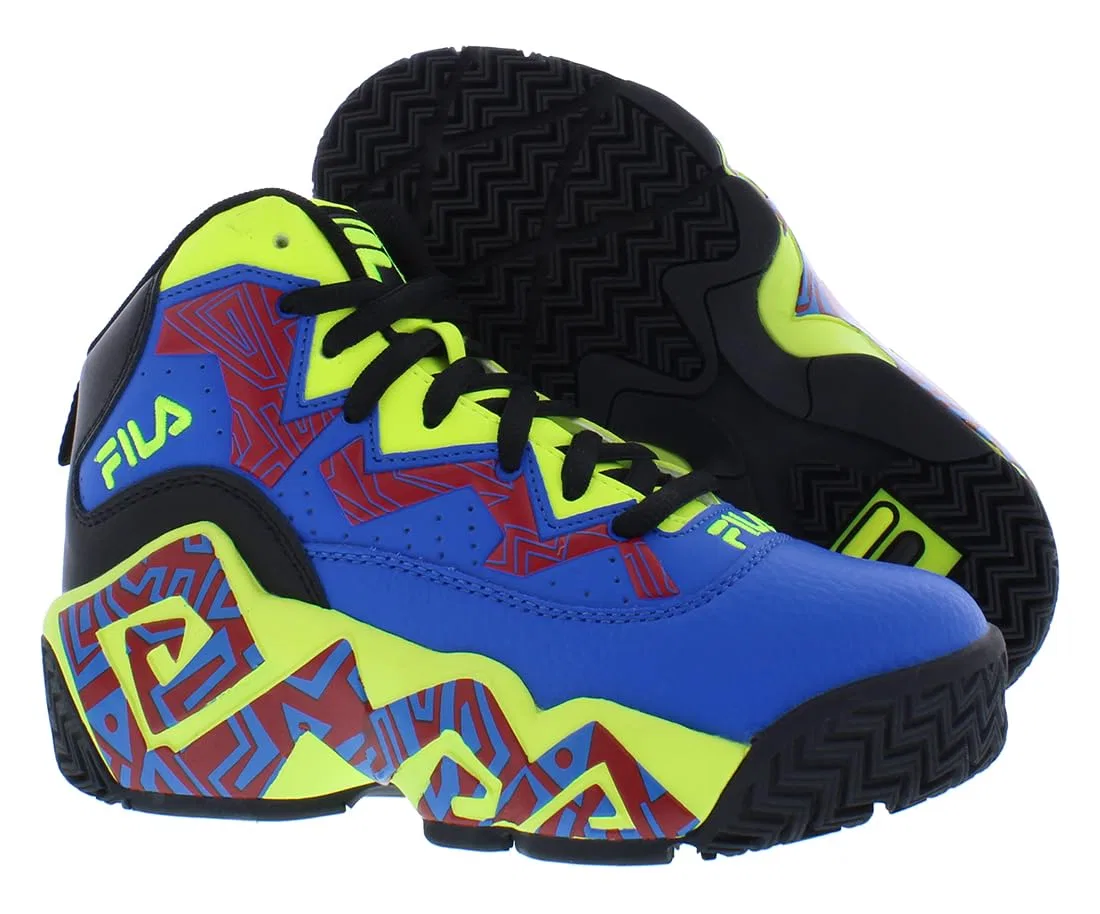 Детские кроссовки для мальчиков с принтом Kid's Fila Mb Fila, Blue Lime — фото 2