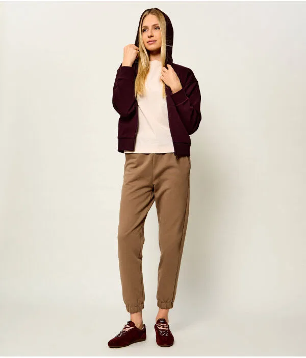 Брюки спортивные женские Lacoste, Regular Fit, хлопок, бежевый — фото 2