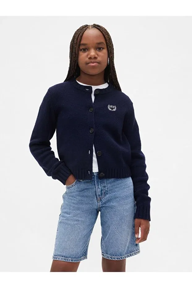 Детский кардиган для девочек с принтом Gap, Navy Blue-000