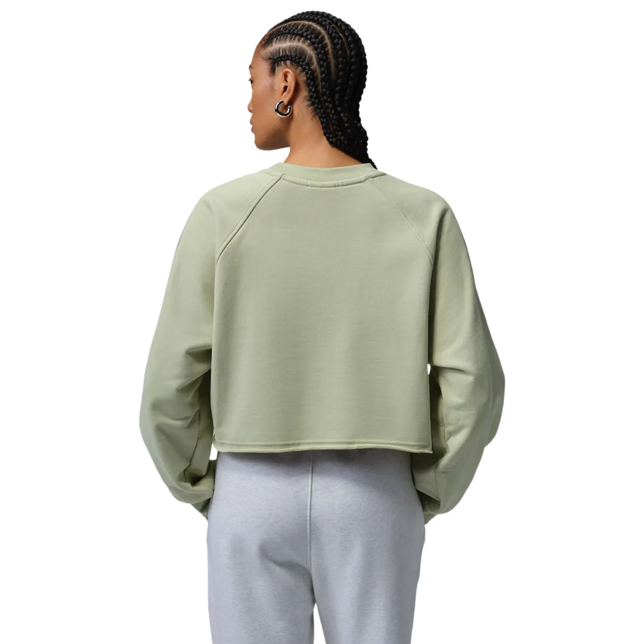 Женское худи мод-кроп Flight Fleece Jordan, цвет Olive Aura/Lawn — фото 2