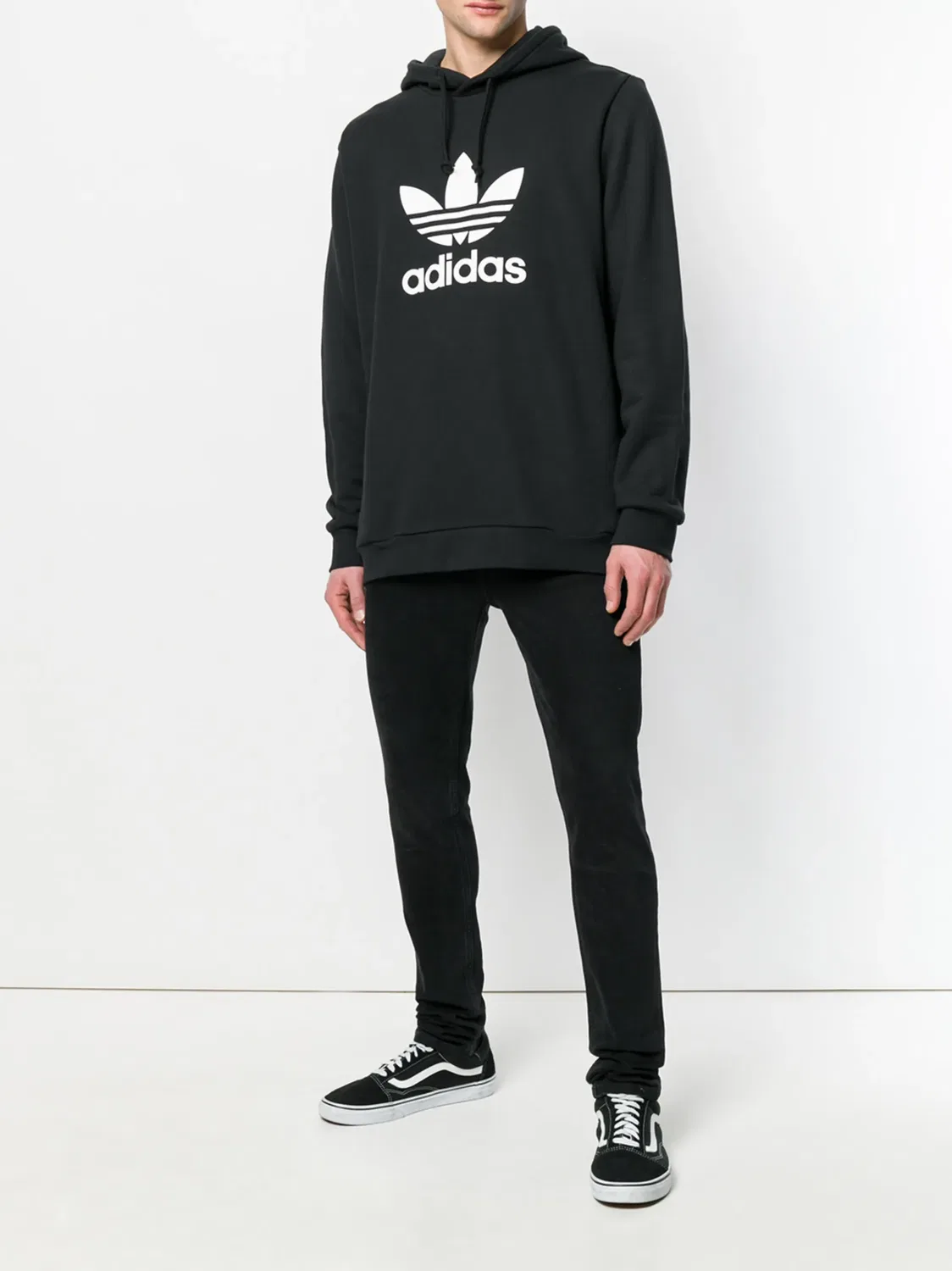 Adidas Худи Trefoil черного цвета — фото 2