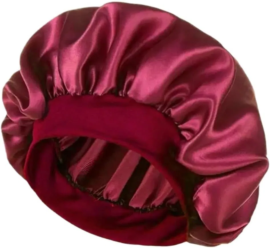 Шапка для сна из сатина для ухода за волосами BOJHGO, Wine Red