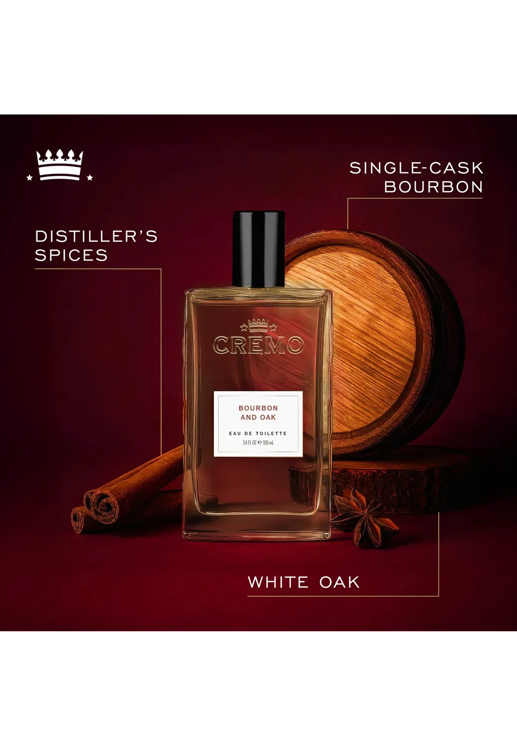 Bourbon & Oak Edt для мужчин - туалетная вода Cremo, 100 мл — фото 2
