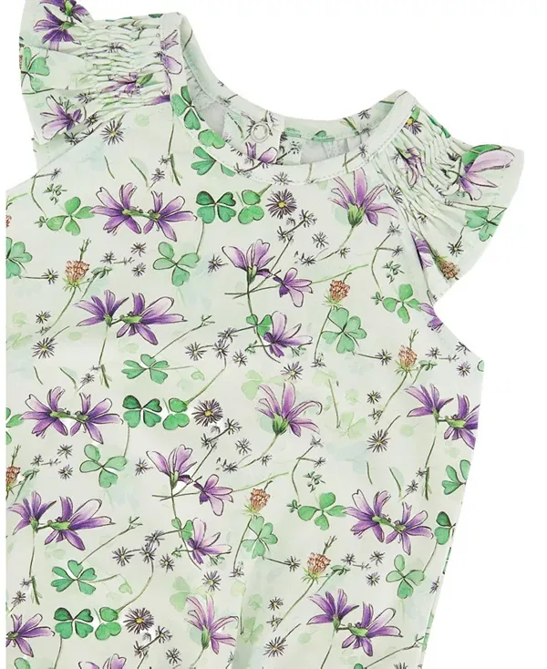 Детский боди-комбинезон для девочек с принтом Deux Par Deux, Green Floral Print — фото 3