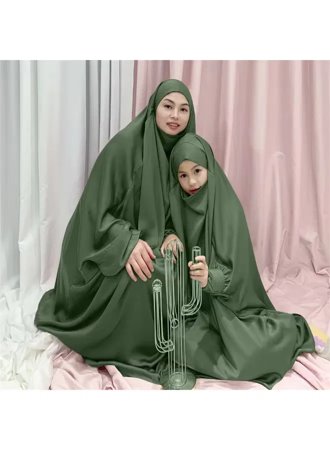 Комплект абай с длинным рукавом Matching Family Outfits, зеленый