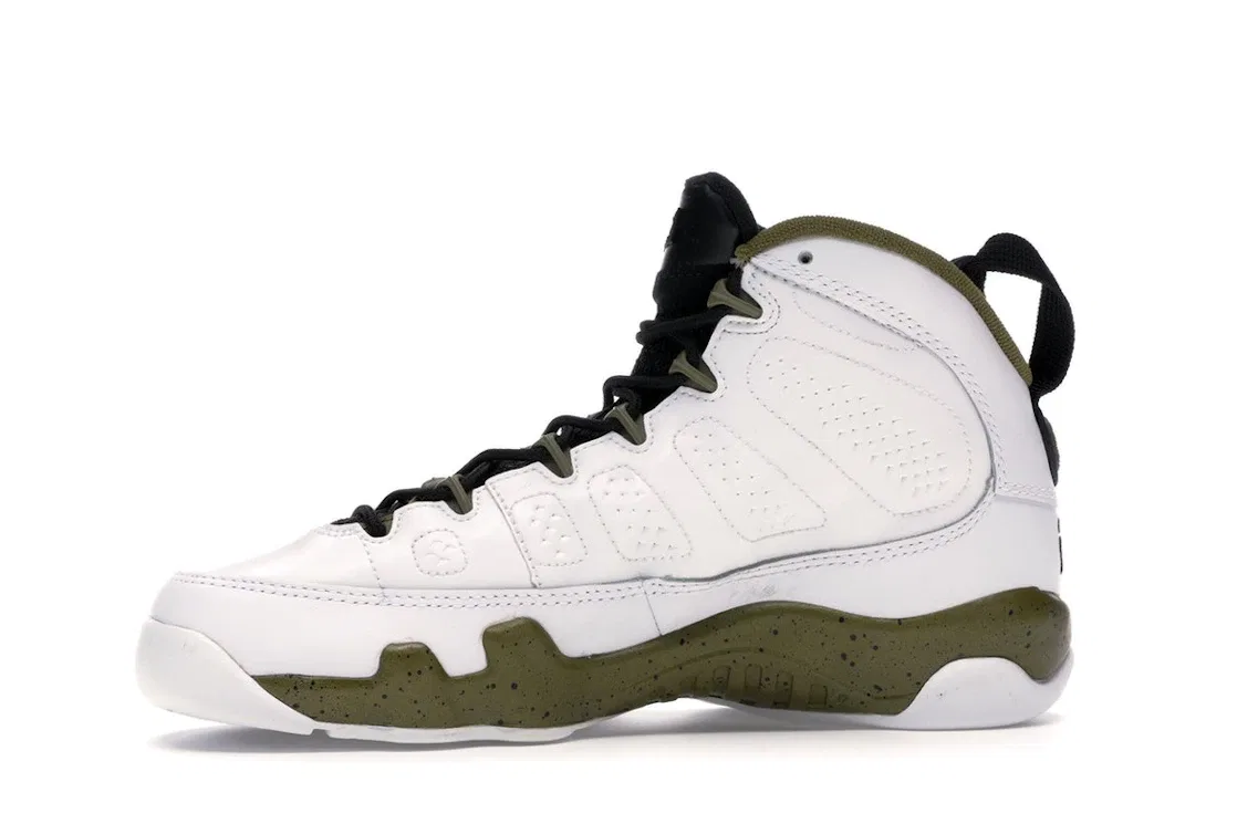 Детские кроссовки Lifestyle Jordan 9 Retro Jordan, White/Black-Militia Green — фото 3