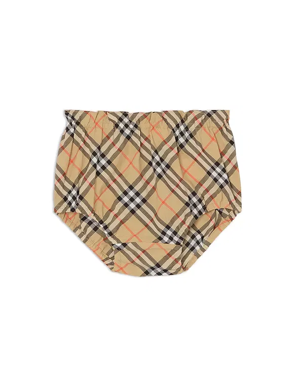 Детский комплект из платья и шорт с принтом Burberry Check Deborah Bow, белый — фото 4