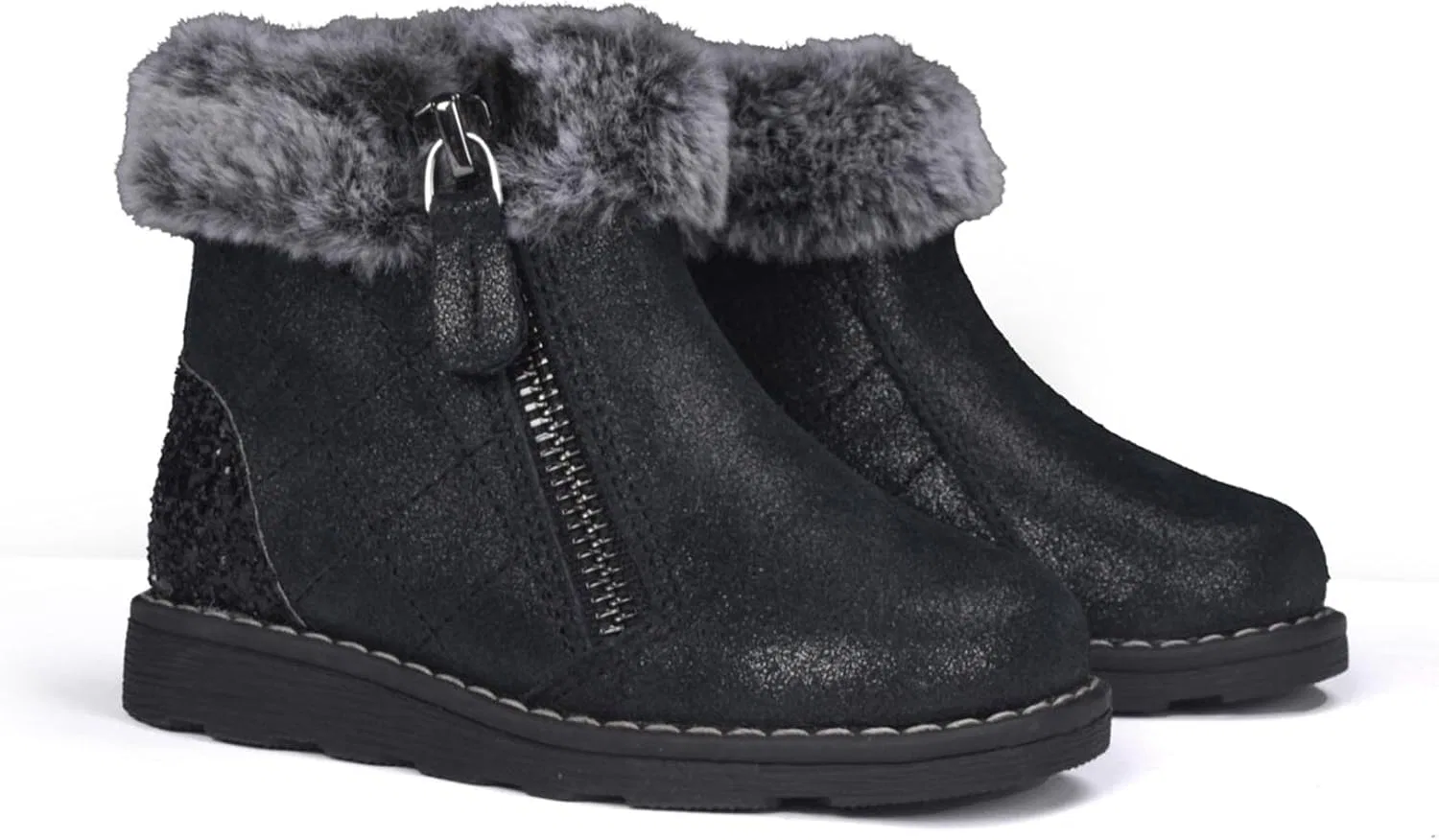 Детские зимние ботинки на меху с нескользящей подошвой pediped, Black — фото 2