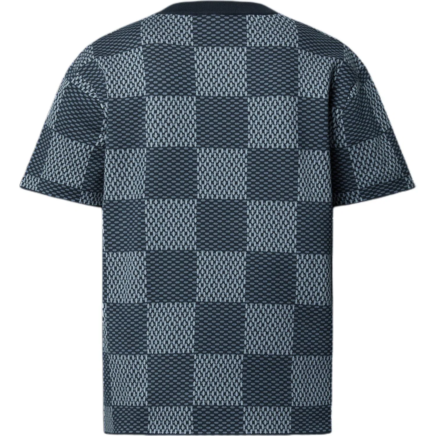 Мужская футболка с принтом Damier Short-Sleeved Crewneck With Lv Crystal Patch LOUIS VUITTON, Indigo — фото 3