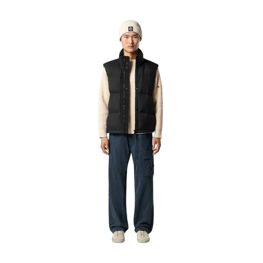 Мужской пуховой жилет Stone Island Lightweight With Zip Pockets, черный