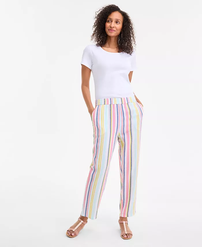 

Женские полосатые хлопковые брюки на резинке Style & Co, мультиколор