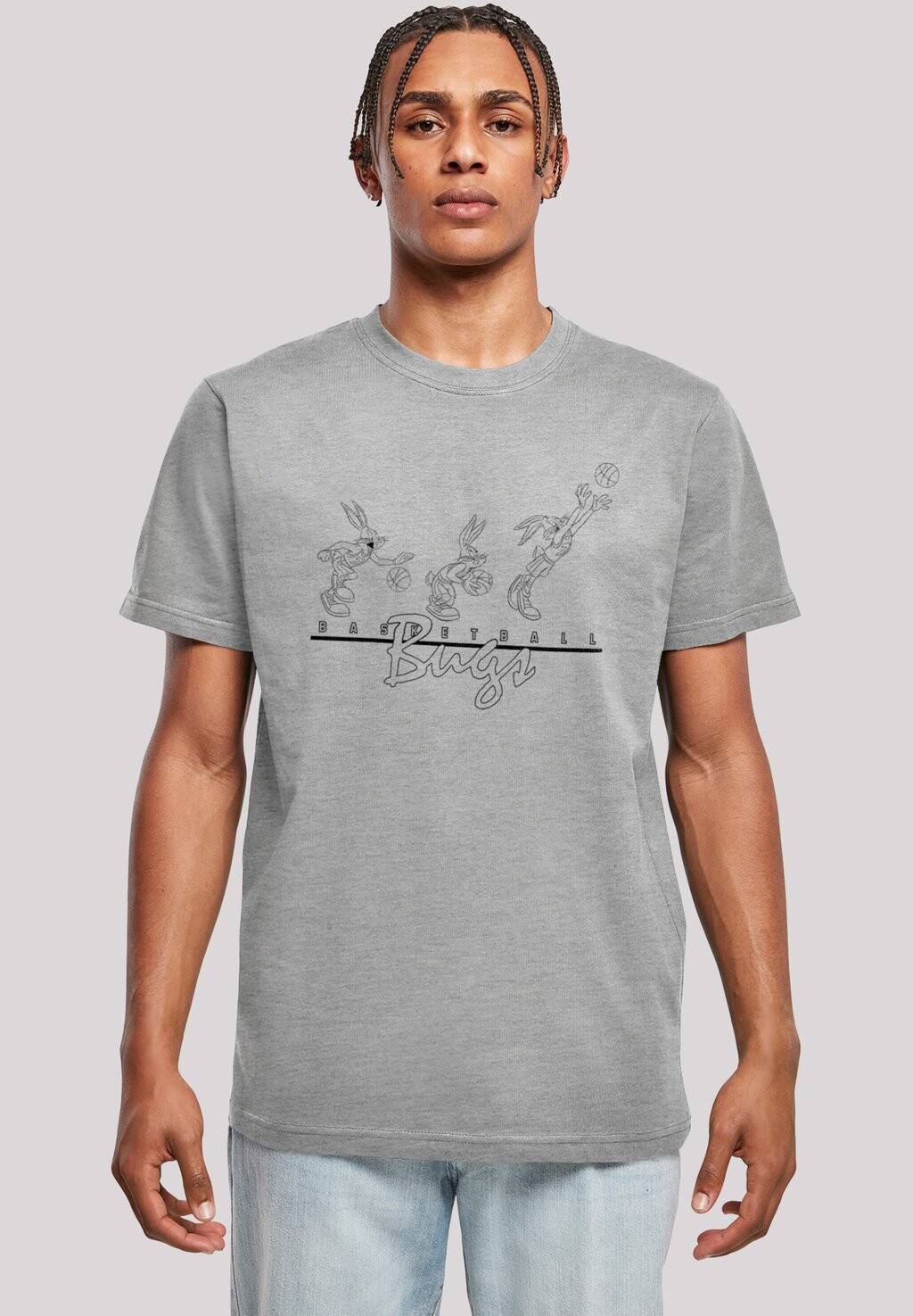 

Футболка с принтом LOONEY TUNES BASKETBALL BUGS F4NT4STIC, цвет heather grey