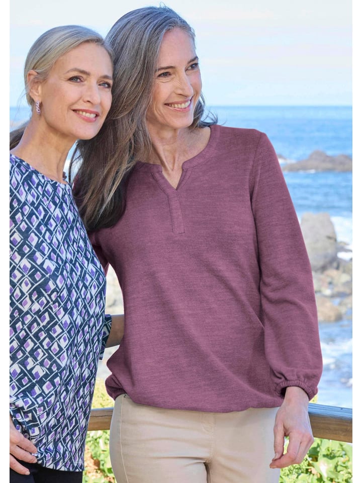 

Блузка из джерси, элегантная блузка с декоративной отделкой, круглый вырез, ягодного цвета. GOLDNER