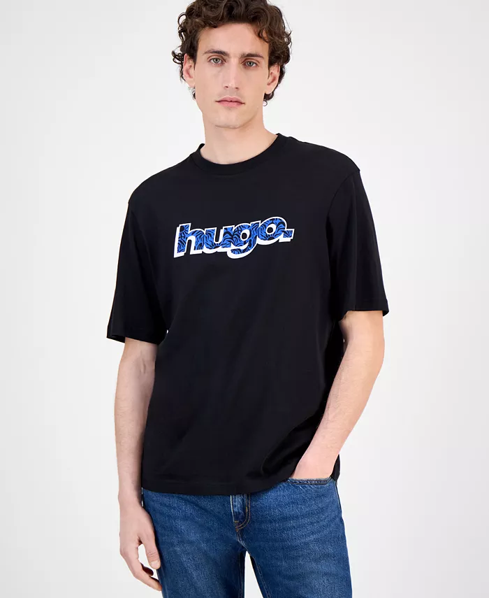 

Мужская хлопковая футболка Nugibol с логотипом Hugo Boss, черный
