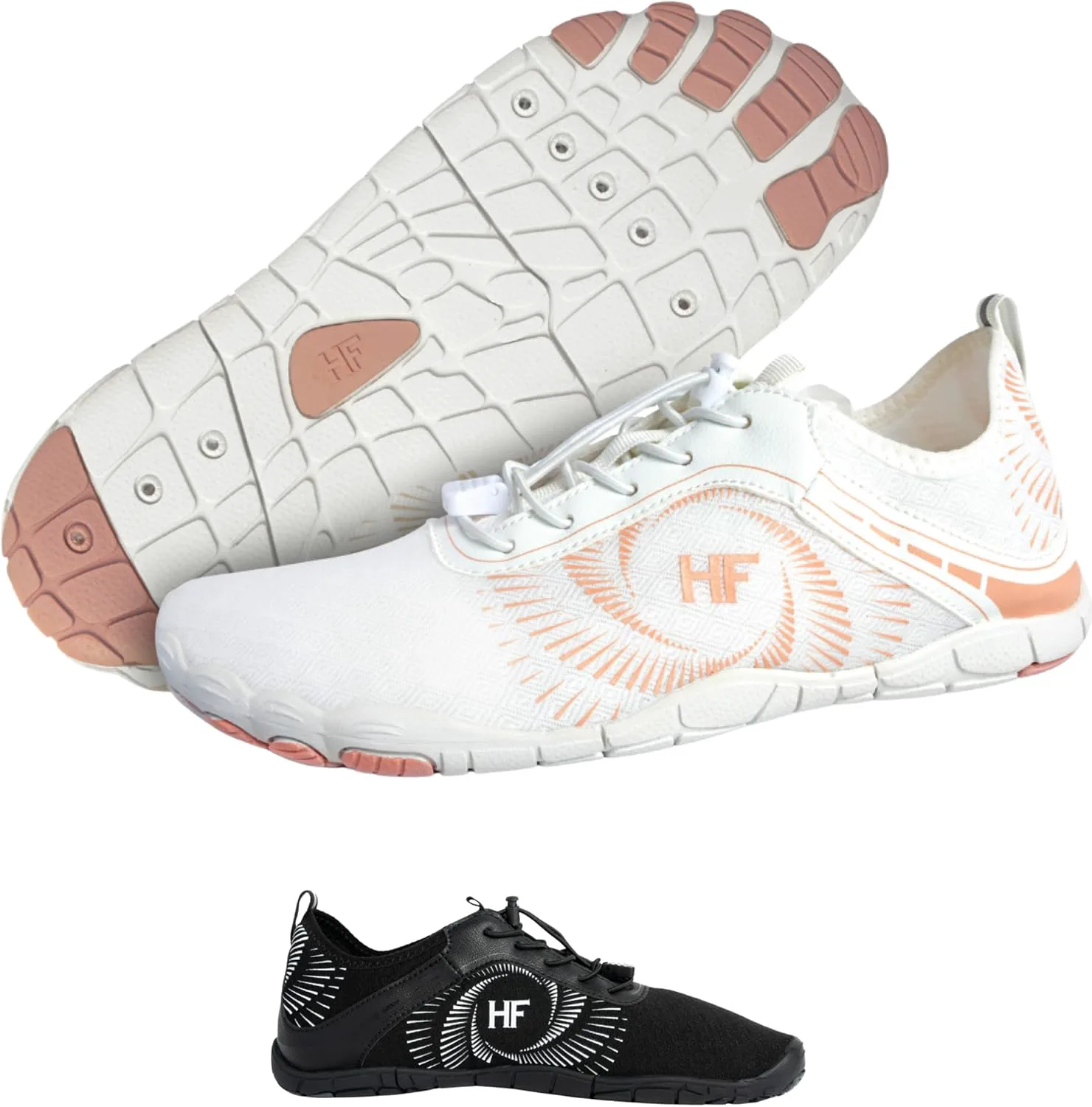 

Треккинговая обувь HF Active - Эргономичный дизайн для снятия боли, ботинки для походов для женщин и мужчин | Гибкая обувь с широкой носочной частью, легкие ботинки | Быстросохнущие водонепроницаемые туфли для прогулок Hike Footwear, белый